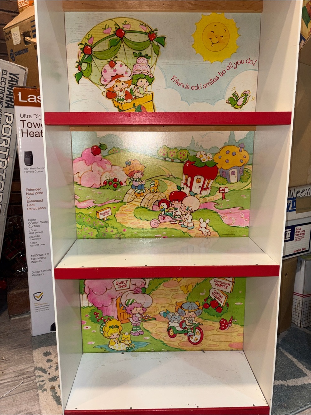 Vintage Kids book Shelf - Pink & White Decorative Toy Storage